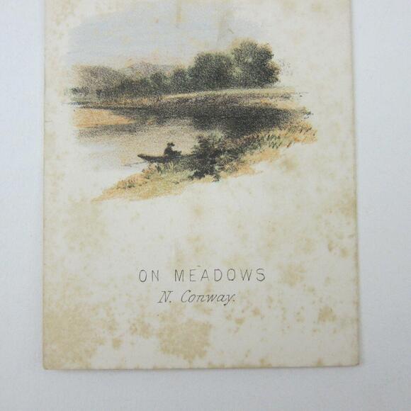 Color Lithograph Print Row Boat On Meadows North Conway New Hampshire Antique - Picture 13 of 15